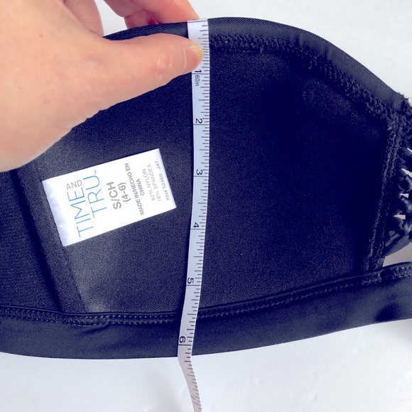 NEW T&T Solid Bandeau Bikini Top Swim Small Black Detachable Strap Women’s - Picture 10 of 16